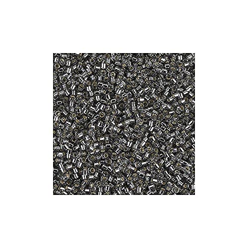 5 g Miyuki Delica Rocailles Seed Beads, 11/0 (1.6 mm) Silver Lined Gray (Miyuki Delica Rocailles Samenperlen Graues Silber) von Bohemia Crystal Valley