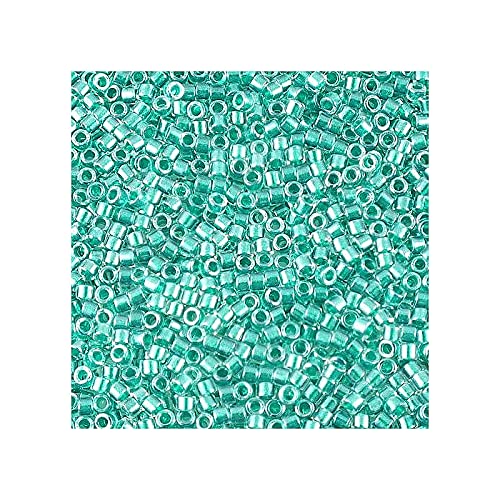 5 g Miyuki Delica Rocailles Seed Beads, 11/0 (1.6 mm) Sparkling Teal Lined Crystal (Miyuki Delica Rocailles Samenperlen Kristallgrün.) von Bohemia Crystal Valley