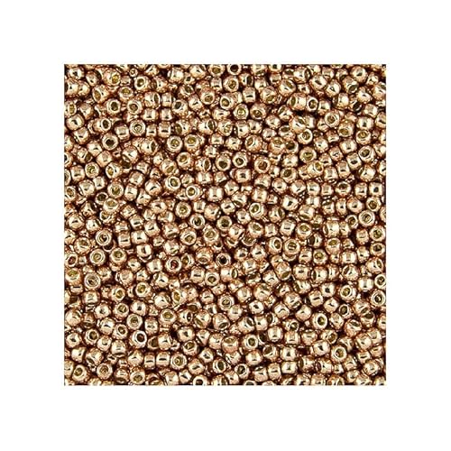 5 g TOHO Round Seed Beads Rocailles, size 15/0, Permanent Finish Galvanized Rose Gold (# PF551), Japan, Glass von Bohemia Crystal Valley