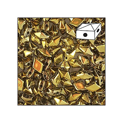 50 g DIAMONDUO glass two-hole beads rhombus gemduo, 5 x 8 mm Gold (Diamonduo-Glas Zwei-Loch-Perlen Rhombus GEMDUO Gold) von Bohemia Crystal Valley