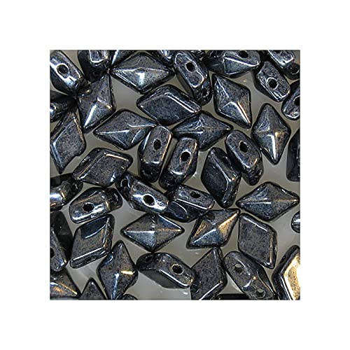 50 g DIAMONDUO glass two-hole beads rhombus gemduo, 5 x 8 mm Hematite (Diamonduo-Glas Zwei-Loch-Perlen Rhombus GEMDUO Hematit) von Bohemia Crystal Valley