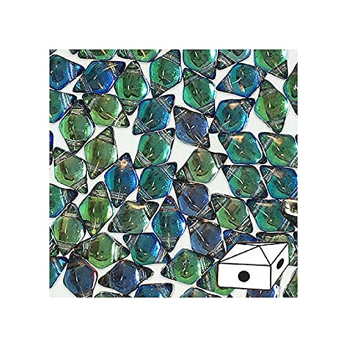 50 g DIAMONDUO glass two-hole beads rhombus gemduo, 5 x 8 mm Prismatic Peacock (Diamonduo-Glas Zwei-Loch-Perlen Rhombus GEMDUO Prismatisch) von Bohemia Crystal Valley
