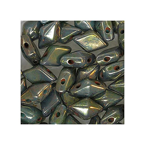 50 g DIAMONDUO glass two-hole beads rhombus gemduo, 5 x 8 mm Turquoise Bronze (Diamonduo-Glas Zwei-Loch-Perlen Rhombus GEMDUO Türkisbronze) von Bohemia Crystal Valley