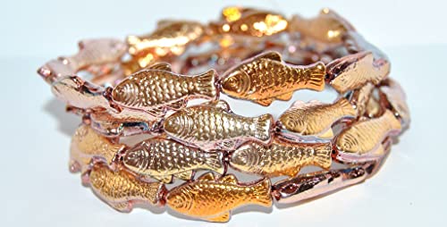 50 pcs Fish Pressed Glass Beads 25x12,Crystal Rose Gold Capri 2Xside (00030-27101-2XSIDE), Glass, Czech Republic von Bohemia Crystal Valley
