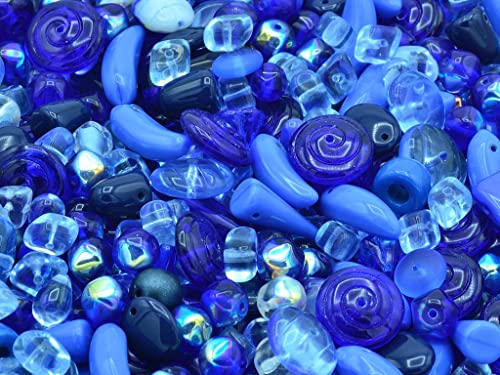 50g Mischglasperlen verschiedene Formen Mix, Blue, Böhmisches Kristall Glas, Tschechien MIX Mixed Glass Beads different shapes von Bohemia Crystal Valley
