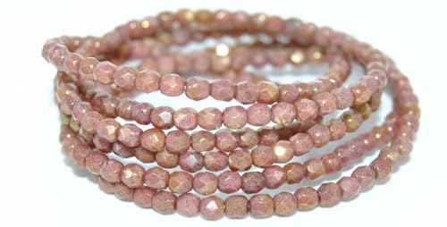 600 pcs Fire Polished Round Faceted Beads 3,Chalk White Luster Ruby (03000-14497), Glass, Czech Republic von Bohemia Crystal Valley