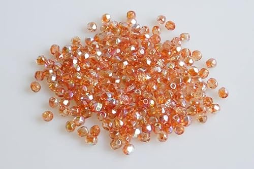600pcs Feuerpolierte facettierte Perlen rund 3 mm, Kristall 98535 (30-98535), Böhmisches Kristall Glas, Tschechien 15119001 Großhandlespackung Fire Polished Faceted Beads Round von Bohemia Crystal Valley