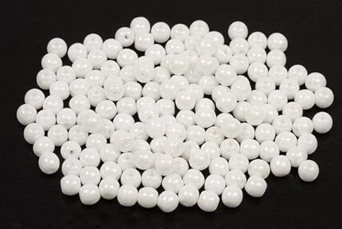 600pcs Runde gepresste Perlen 4 mm, Kreide weißer Hämatit (3000-14400), Böhmisches Kristall Glas, Tschechien 11119001 Großhandlespackung Round Pressed Beads von Bohemia Crystal Valley