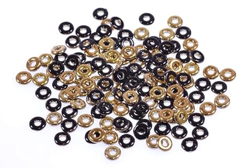 60pcs Demi Round O-Bead Circular Spacer Perlen 4 mm, Schwarzes Gold (23980-26441), Böhmisches Kristall Glas, Tschechien 11144003 Demi Round O-bead Circular Spacer Beads von Bohemia Crystal Valley