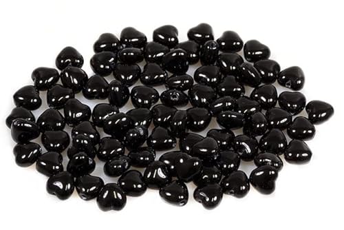 60pcs Herzperlen 6 x 6 mm, Schwarz (23980), Böhmisches Kristall Glas, Tschechien 11179001 Heart Beads von Bohemia Crystal Valley