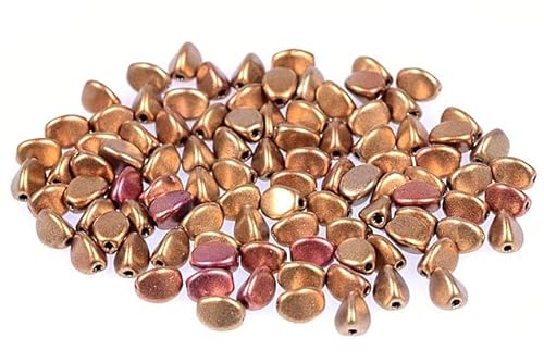 60pcs Prise gepresste Perlen 5 x 3 mm, Kupfer Gold Iris (1610), Böhmisches Kristall Glas, Tschechien 11154805 Pinch Pressed Beads von Bohemia Crystal Valley