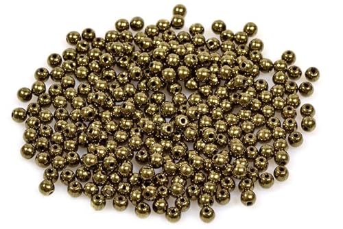 60pcs Runde gepresste Perlen 3 mm, Schwarzes Messing (23980-90215), Böhmisches Kristall Glas, Tschechien 11119001 Round Pressed Beads von Bohemia Crystal Valley
