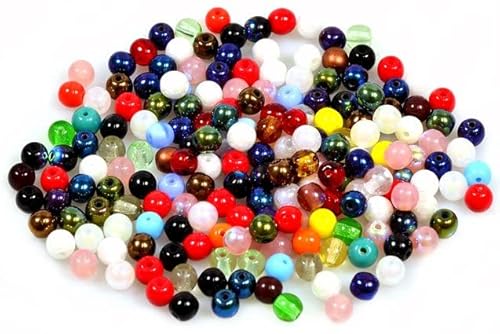 60pcs Runde gepresste Perlen 4 mm, Gemischte Farben (Mix), Böhmisches Kristall Glas, Tschechien 11119001 Round Pressed Beads von Bohemia Crystal Valley