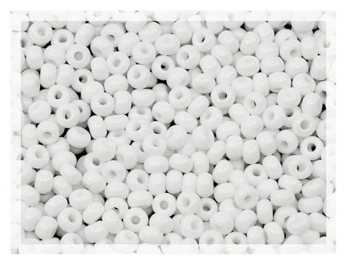 830 pcs (20g) Big Preciosa Ornela Seed Beads 8/0 (3mm-0.9mm hole), Rocailles for embroidery, bracelets, DIY and cloth making, Natural White Opaque 03050 von Bohemia Crystal Valley