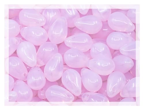 Czech 50-Piece Glass Beads, 6x9mm, Teardrop Opal Gentle Pink von Bohemia Crystal Valley