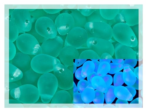 Czech 50-Piece Glass Beads, 6x9mm, Teardrop Transparent Turqouise Matte von Bohemia Crystal Valley