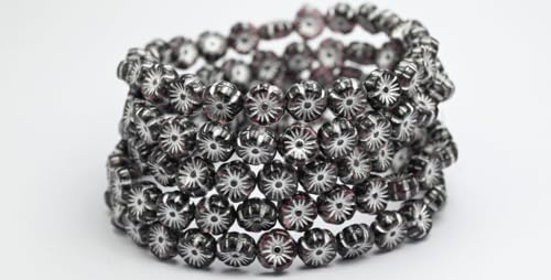 Hawaii Flower Pressed Glass Beads, Amethyst Silver Lined (20082002-54201), Glass, Czech Republic (8 x 8 mm) von Bohemia Crystal Valley