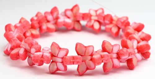Table Cut Butterfly Beads, Opaque Pink 84304 (740204000-84304), Glass, Czech Republic (20 x 12 mm) von Bohemia Crystal Valley