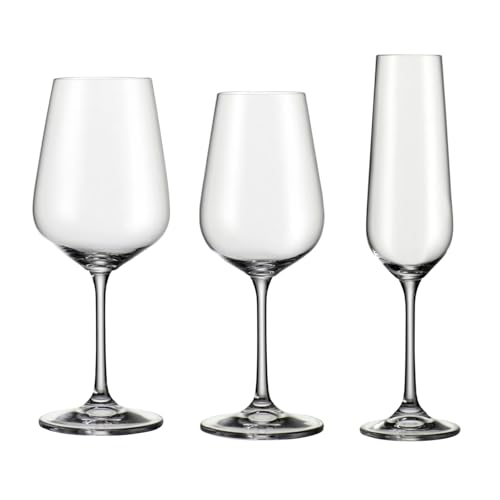 Bohemia Cristal Gläser-Set Libera 12-tlg. – Hochwertige 4 x Rotweinglas, 4 x Weißweinglas, 4 x Sektglas für stilvollen Genuss - Weinkelch aus Kristallglas - mit Geschenkkarton von Bohemia Crystal