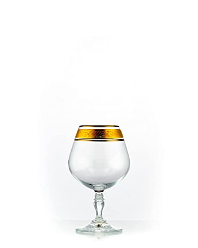 Bohemia Cognacschwenker, Cognacgläser, 6 x 380 ml, Model Victoria, Gold und Platin (Cognacglas 380 ml) von Bohemia