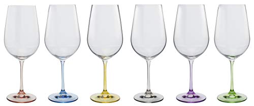 Bohemia Crystal Rainbow 6 X WINE GLASSES 550ml von Bohemia