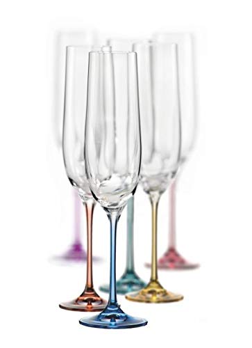 Bohemia Rotweingläser Kristall, Weinglas Mehrfarbig, Model Spectrum, Mehrfarbig, 550 ml, 6er Set (Sektgläser 190 ml) von Bohemia