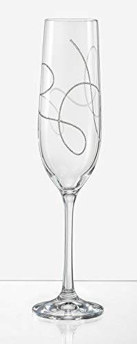 Sektgläser Kristall, Model String, mit Gravur, 190 ml, 2er Set (Sektglas 190 ml, Clear) von Bohemia