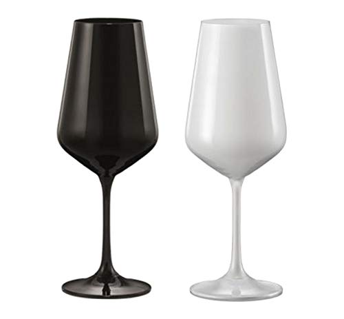 Bohemia Weingläser Weinglas Model Black & White 450 ml 2er Set (Black & White) von Bohemia