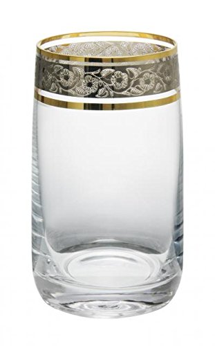 Bohemia Wassergläser, Whiskyglas Kristall Original, 6 er Set, Model Ideal Exclusive, Gold - Platin, Gravur (Longdrinks 6 x 230 ml) von Bohemia