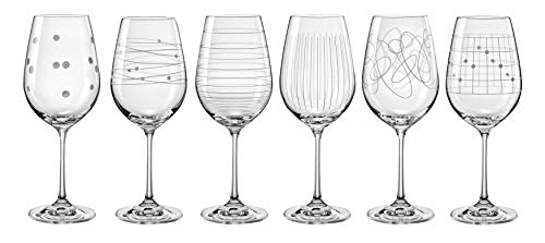 Bohemia Kristall Gläser - Elements - 6 er Set- mit verschieden Ornamenten (Weinglas 6 x 450 ml) von Bohemia