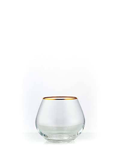 Whiskygläser Wassergläser Kristallglas Goldrand 6 Stück, Kristall Model Viola 350 ml, 6er Set (Becher 340 ml) von Bohemia