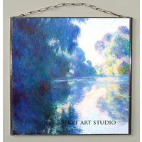 Claude Monet - Morgen An Der Seine Bei Giverny. Glasmalerei Und Druck Auf Canvas.gift.present von Bohemiaimage