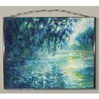 Claude Monet - Morgens An Der Seine. Glasmalerei Und Druck Auf Leinwand. Geschenk. Dabei von Bohemiaimage