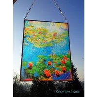 Claude Monet - Seerosen Ii. Glasmalerei Und Druck Auf Leinwand, | Canvas 280 G/M² Matt Geschenkgeschenk von Bohemiaimage