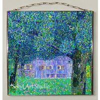 Gustav Klimt - Bauernhaus in Oberösterreich, Glasmalerei Und Druck Auf Leinwand. Leinwand 280 G/M² | MattPreis Für Beide von Bohemiaimage