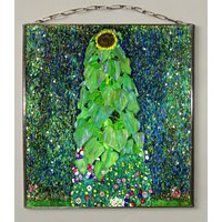 Gustav Klimt -Die Sonnenblume Ii. Glasmalerei Und Druck Auf Leinwand. | Leinwand 280 G/M² | Matt Preis Für Beides.geschenk von Bohemiaimage