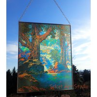 Maxfield Parrish - Cascades, Quiet Solitude, Buntglas Und Druck Auf Leinwand | 280 G/M² Dicke Leinwand. Geschenk von Bohemiaimage