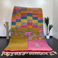 Handgefertigter Boujad Teppich 23x15 cm Farbenfroher Abstrakter Berber Wollteppich Handgefertigter Boujad Teppich 23x15 cm Farbenfroher Abstrakter Berber Wollteppich von Bohemiamarrakech