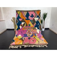 Handgefertigter Boujad Teppich 260 X 150 cm, Vintage Berber Wollteppich Handgefertigter Boujad Teppich 260 X 150 cm, Vintage Berber Wollteppich von Bohemiamarrakech