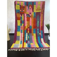 Handgewebter Boujaad Teppich Läufer, Abstrakte Berber Wolle, Sanfte Farben Handgewebter Boujaad Teppich Läufer, Abstrakte Berber Wolle, Sanfte Farben von Bohemiamarrakech