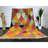 Handgewebter Boujad Wollteppich Bunter Berber Teppich, 25 X 15 cm von Bohemiamarrakech