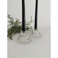 Set Mit 2 Vintage Klaren Boopie Glas Kerzenhaltern/Bubble Glass Kerzenhaltern von Bohemiansoulvintage