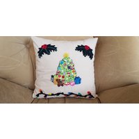 Weihnachten Einzigartiger Punch Needle Kissenbezug 40x40, Weihnachtsbaum Dekokissenbezug, Handgezeichneter Kreativer Kissenbezug von BohemyaNet