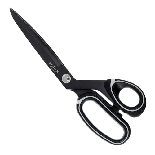 BOHIN France - BOHIN France Rostfrei Stahl Titan Beschichtet (26cm) Fachmann Nähen Schere mit Ergonomisch Griffe - 1 Stück, Silber von Bohin
