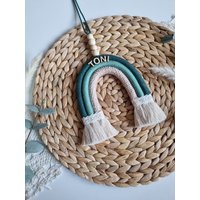 Makramee Regenbogen Personalisiert | Türschild Kinderzimmer Geschenk Zur Geburt von Boho4Kids