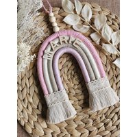 Makramee Regenbogen Personalisiert | Türschild Kinderzimmer Geschenk Zur Geburt von Boho4Kids