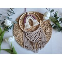 Regenbogen Makramee | Türschild Kinderzimmer Traumfänger Wandbehang Geschenk Personalisiert von Boho4Kids