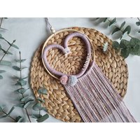 Türschild Kinderzimmer | Traumfänger Herz Makramee Wandbehang Geschenk Personalisiert von Boho4Kids
