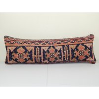 Blaue Boho Bettwäsche Wolle Teppich Kissenbezug Handgemacht Hippie Bettkissen, Long Southwest Oushak Kissen, Shams Kissen Für Bett 10" X 32" von BohoGiftsStore