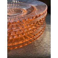 6 Kleine Dessertteller Aus Rosalinrosa Vintage-Glas, Rosalin Pressglas von BohoNmore